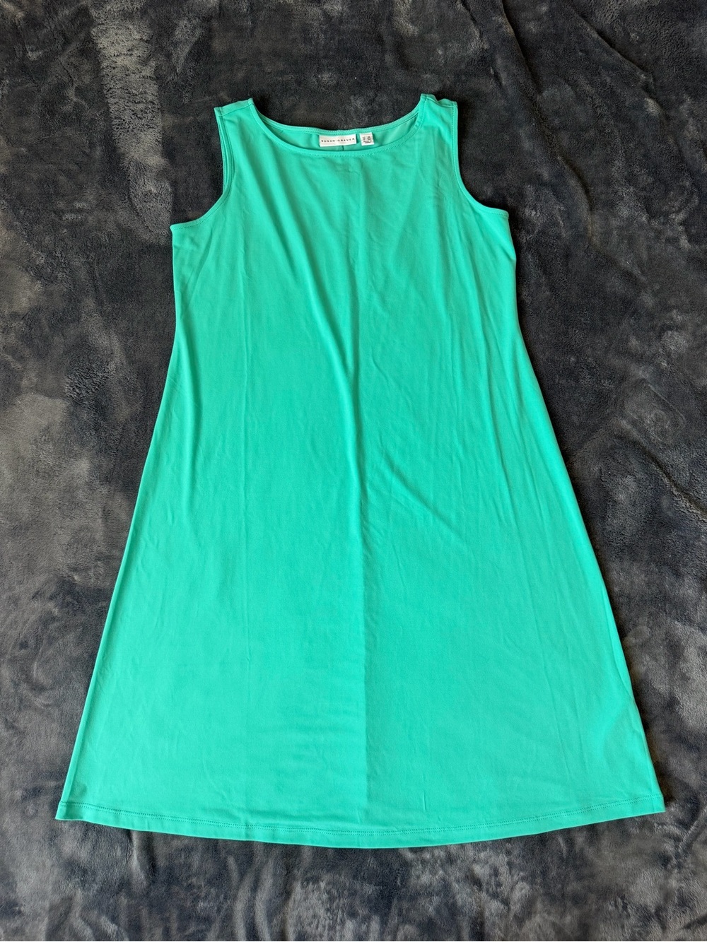 Susan Graver Women’s Sleeveless Dress Aqua Turquoise Size SP Small Petite.